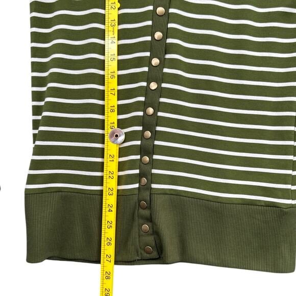 COCO AND MAIN Green White Striped V-Neck Button‎ Down Long Sleeve Cardigan XL - Picture 7 of 7